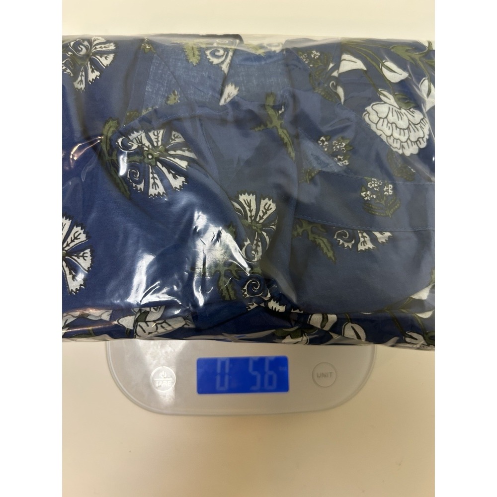 Anthropologie Ro's Garden X-Large Blue Floral Block Print Dress Light Cotton - Picture 10 of 10